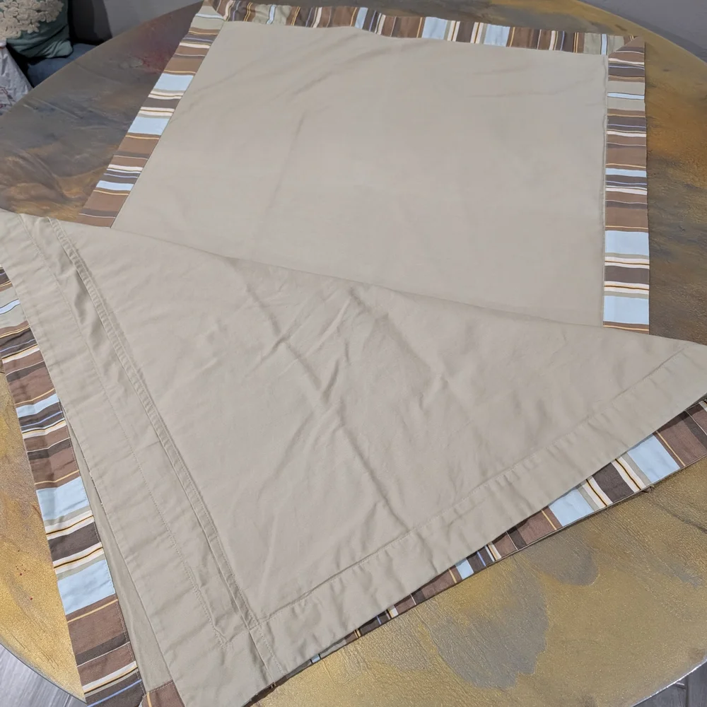 Martha Stewart Beige Tan Framed Striped Mosaic Cotton Euro Pillow Covers 29